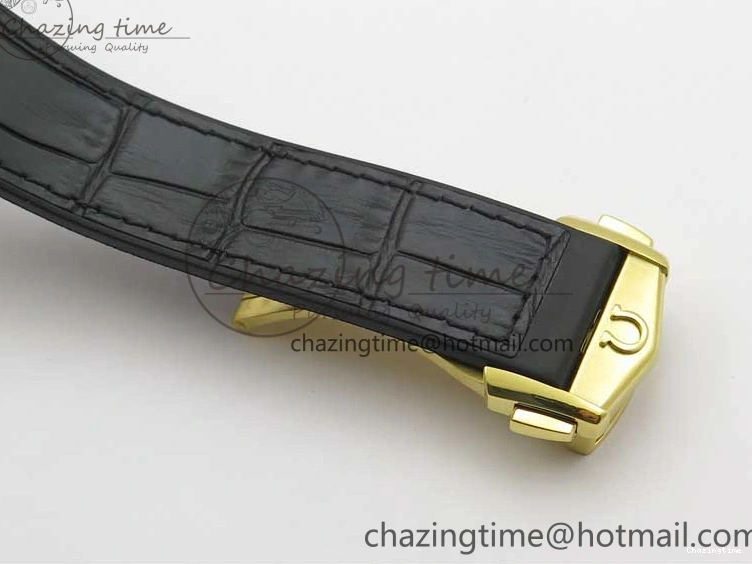 0318 HighQuality Constellation 131.33.41.21.03.001 YG TW Best Edition Black Dial On Gummy Strap A 7871